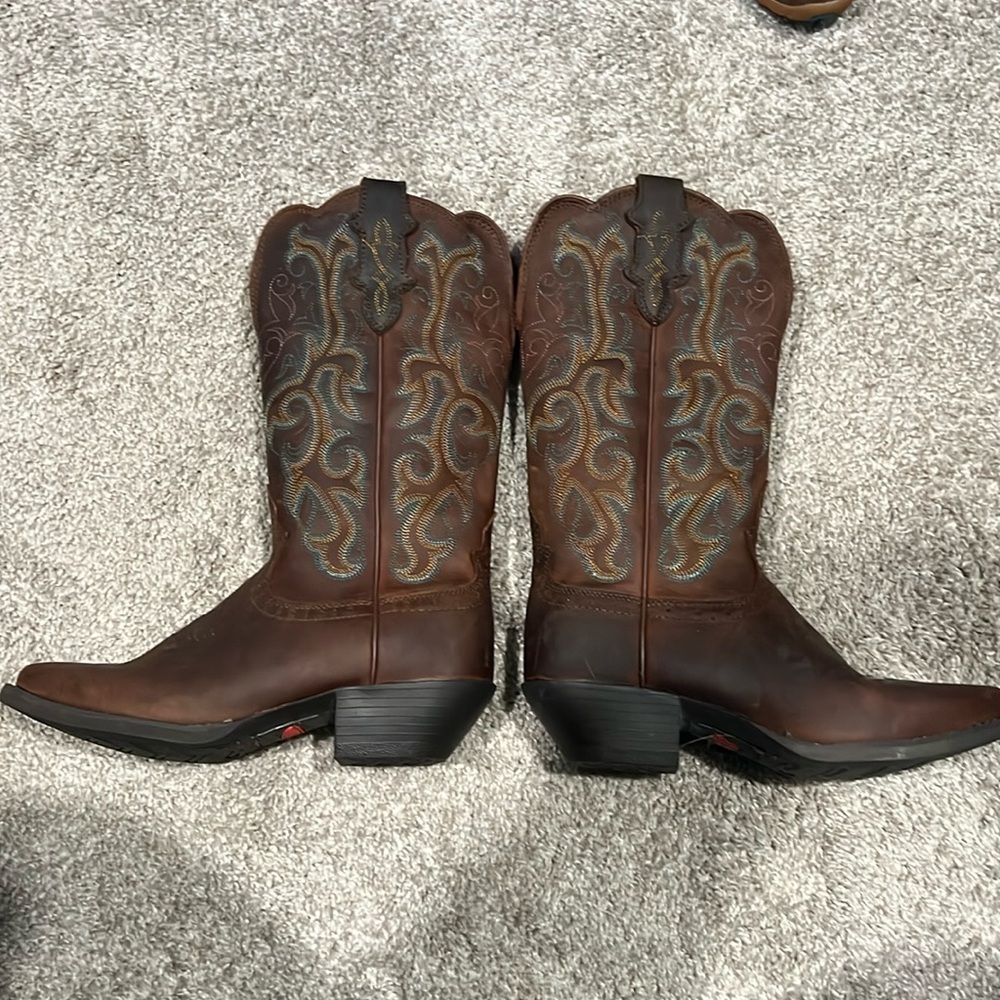 Justin L2552 Western Cowboy Boots‎ Apache Brown Leather Turquoise Size 7B